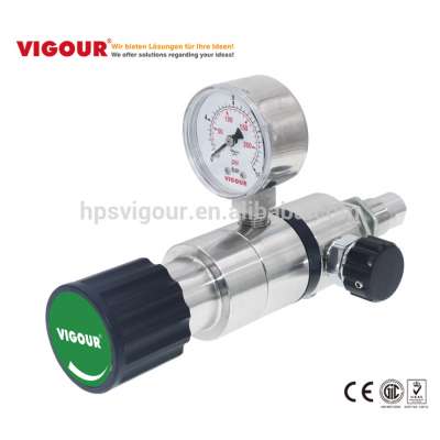 SS316L High purity gas pressure reducing valve with gauge